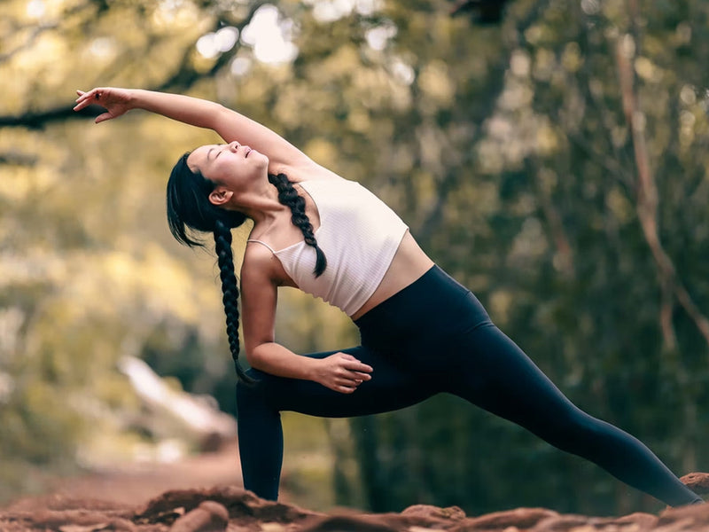 A woman in a yoga pose.