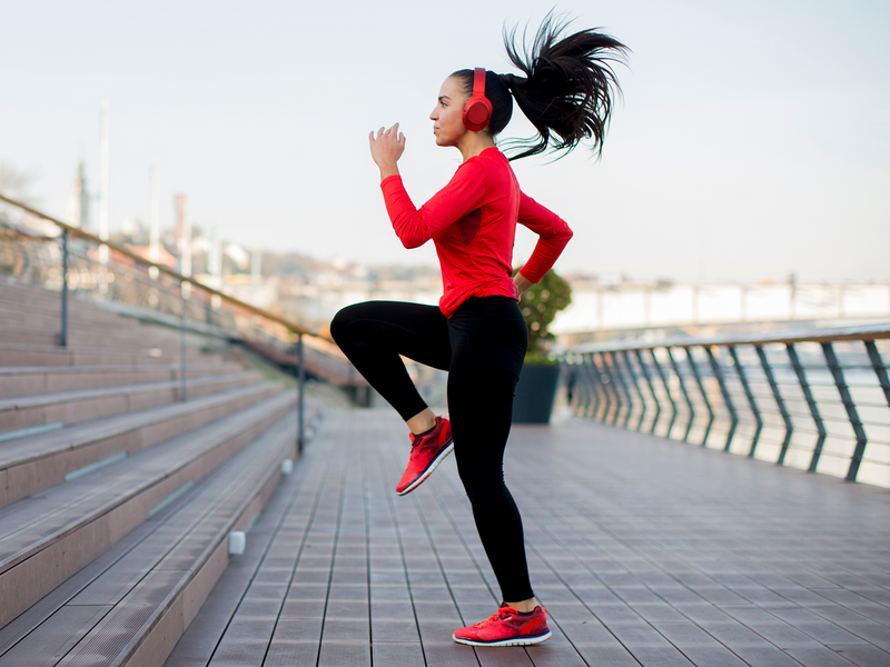 A woman doing some exercise.