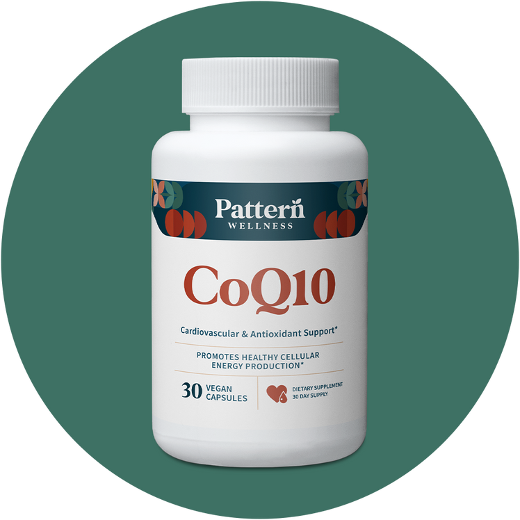 A bottle of Pattern Wellness CoQ10.