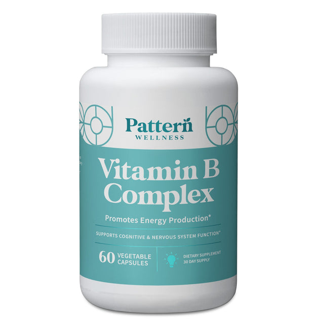 A bottle of Pattern Wellness Vitamin B Complex.