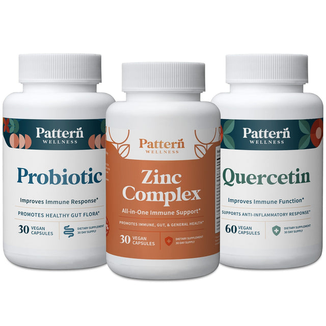 Bottles of Quercetin, Probiotic, and Zinc Complex.