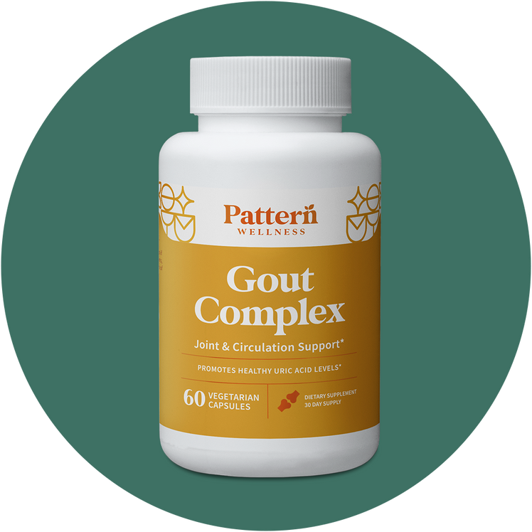 A bottle of Pattern Wellness Gout Complex.