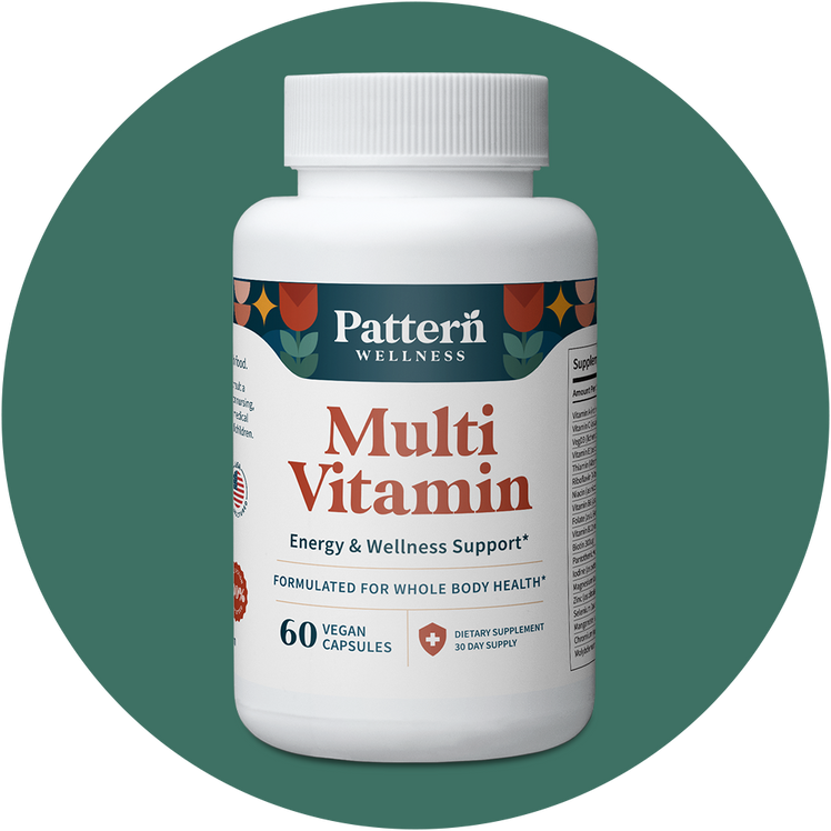 A bottle of Pattern Wellness Multivitamin.