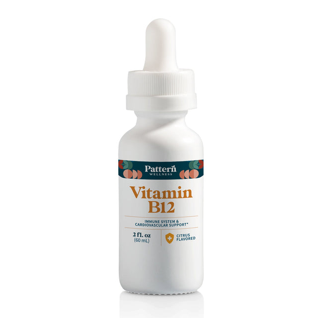 A bottle of Pattern Wellness Vitamin B12.