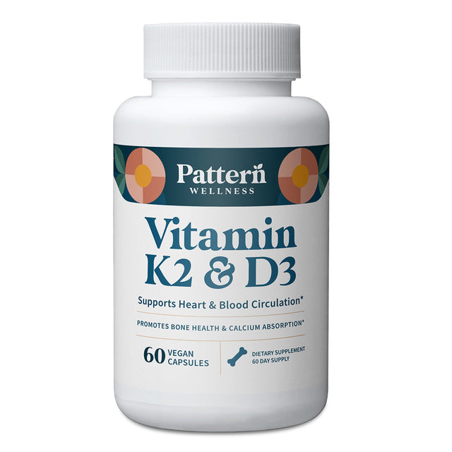 A bottle of Pattern Wellness Vitamin K2 & D3.