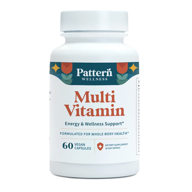 A bottle of Pattern Wellness Multivitamin.